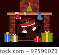 Santa in Fireplace 97596073