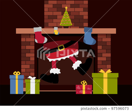 Santa in Fireplace Santa in Fireplace 97596073