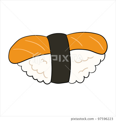 sushi with salmon and nori. vector illustration on a white background 97596223