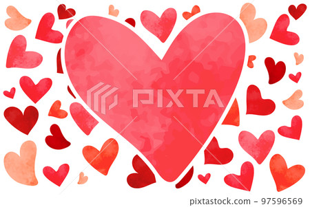 水彩風格的心形背景粉色紅色 97596569