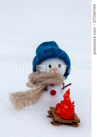 bonfire and snowman 97596709