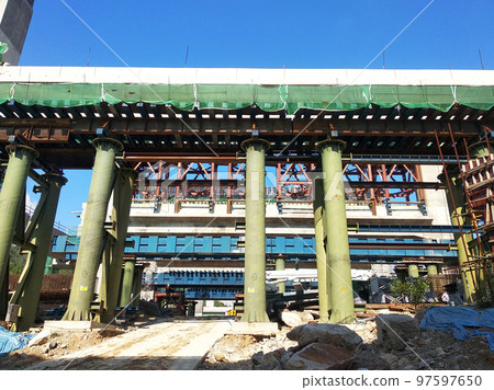 SELANGOR, MALAYSIA -JULY 6, 2022: An elevated road is under construction. Reinforced concrete is used for the structure. Construction is done in stages according to the sequence of works. SELANGOR, MALAYSIA -JULY 6, 2022: An elevated road is under construction. Reinforced concrete is used for the structure. Construction is done in stages according to the sequence of works. 97597650