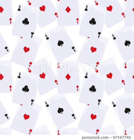 Casino background, playing cards, aces on a white background. Seamless pattern, vector Casino background, playing cards, aces on a white background. Seamless pattern, vector 97597740
