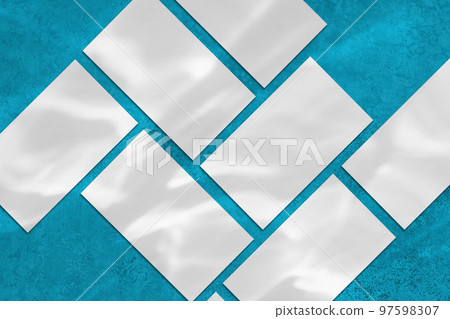 Many empty rectangle poster mockup on blue background Many empty rectangle poster mockup on blue background 97598307