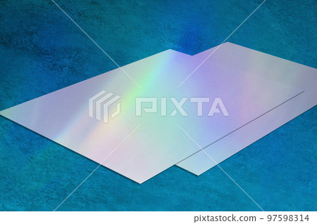 Two empty horizontal rectangle poster mockup on mint blue background Two empty horizontal rectangle poster mockup on mint blue background 97598314