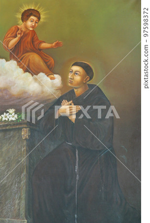 St. Anthony, altar painting at St. Anthony of Padua Church in Vukmanic, Croatia 97598372