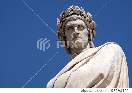 Dante Alighieri statue in Santa Croce square in Florence, Italy Dante Alighieri statue in Santa Croce square in Florence, Italy 97598403