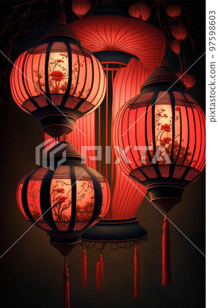 red lanterns for Chinese New Year festival red lanterns for Chinese New Year festival 97598603