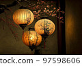 asian oriental lanterns lighted up 97598606
