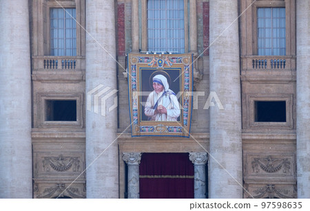 St. Peters Basilica in Vatican City arranged for the canonization of Mother Teresa in Rome, Italy St. Peters Basilica in Vatican City arranged for the canonization of Mother Teresa in Rome, Italy 97598635