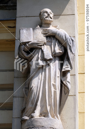 Saint Ignatius of Loyola on the portal of Saint James church in Ljubljana, Slovenia Saint Ignatius of Loyola on the portal of Saint James church in Ljubljana, Slovenia 97598694