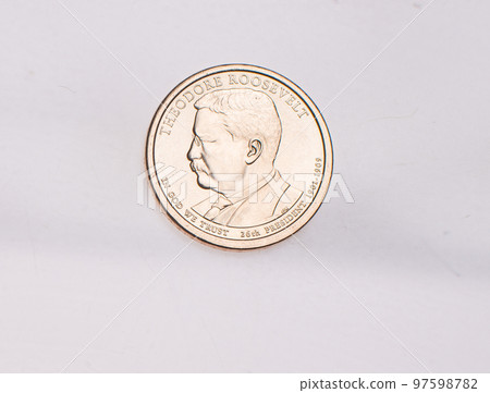 Full set of american coins isolated on white background 97598782