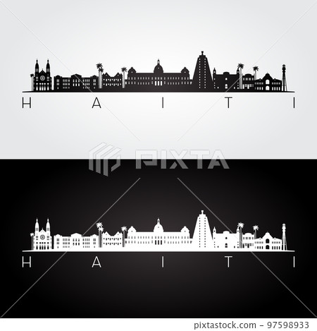 Haiti skyline and landmarks silhouette 97598933