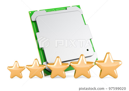 Customer rating of CPU. 3D rendering Customer rating of CPU. 3D rendering 97599020