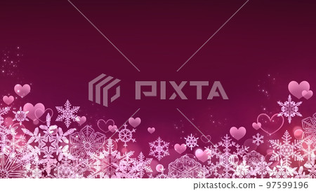 美麗的雪花和心紅色背景材料 97599196