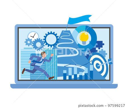 Image illustration of a businessman's work and goals 97599217