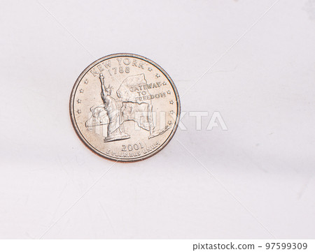 Coins of USA. Commonwealth statue in Harrisburg, Pennsylvania, depicted on the US Pennsylvania quarter (1999). Coins of USA. Commonwealth statue in Harrisburg, Pennsylvania, depicted on the US Pennsylvania quarter (1999). 97599309
