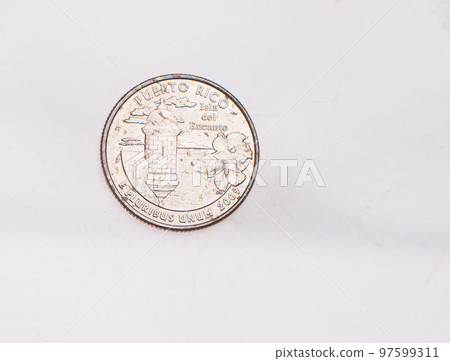 Coins of USA. Commonwealth statue in Harrisburg, Pennsylvania, depicted on the US Pennsylvania quarter (1999). Coins of USA. Commonwealth statue in Harrisburg, Pennsylvania, depicted on the US Pennsylvania quarter (1999). 97599311