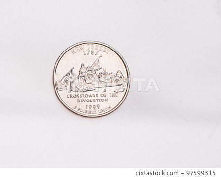 Coins of USA. Commonwealth statue in Harrisburg, Pennsylvania, depicted on the US Pennsylvania quarter (1999). Coins of USA. Commonwealth statue in Harrisburg, Pennsylvania, depicted on the US Pennsylvania quarter (1999). 97599315