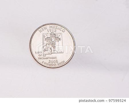 Coins of USA. Commonwealth statue in Harrisburg, Pennsylvania, depicted on the US Pennsylvania quarter (1999). Coins of USA. Commonwealth statue in Harrisburg, Pennsylvania, depicted on the US Pennsylvania quarter (1999). 97599324