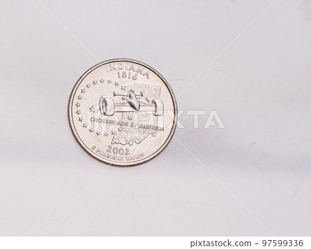 Coins of USA. Commonwealth statue in Harrisburg, Pennsylvania, depicted on the US Pennsylvania quarter (1999). Coins of USA. Commonwealth statue in Harrisburg, Pennsylvania, depicted on the US Pennsylvania quarter (1999). 97599336