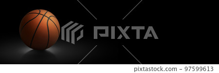 Basketball ball on black background, wide image Basketball ball on black background, wide image 97599613