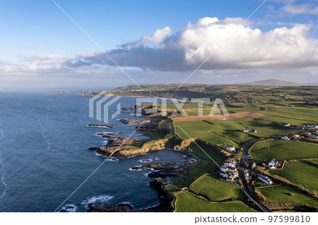 Aerial view of Dunseverick in County Antrim, in Northern Ireland. Aerial view of Dunseverick in County Antrim, in Northern Ireland. 97599810