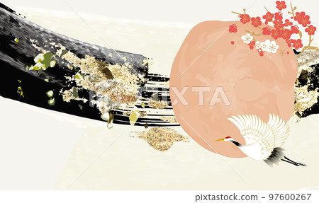 Japanese style brush touch background illustration 97600267