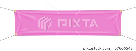 Pink fabric banner with folds and shadow Pink fabric banner with folds and shadow 97600545