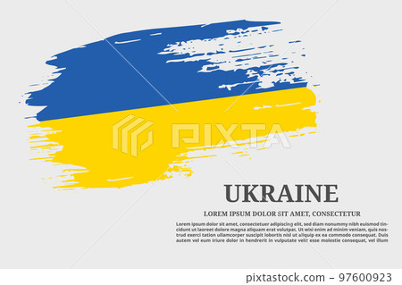 Ukraine flag grunge brush and poster, vector 97600923