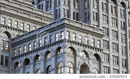 city hall building old architecture gray stone historical facade 3D illustration 97600924