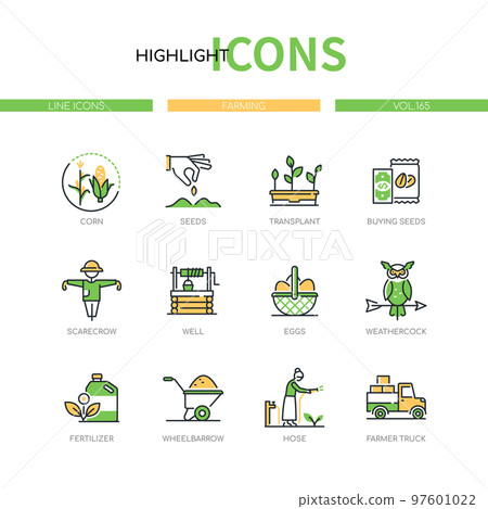 Farming and growing food - line design style icons set 97601022
