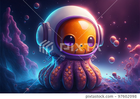 Astronaut octopus in space illustrations generative ai 97602098