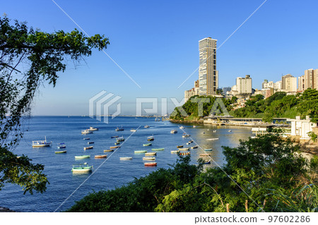 View of the city, sea and buildings of Salvador in Bahia View of the city, sea and buildings of Salvador in Bahia 97602286