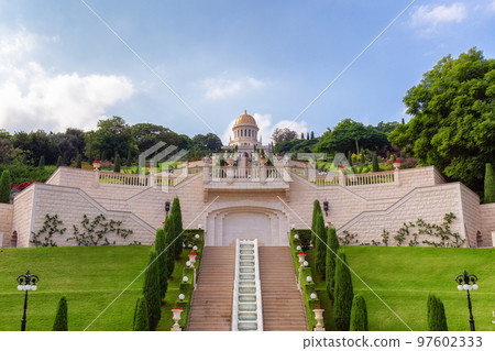 Bahai Gardens in Haifa, Israel. Tourist Attraction 97602333