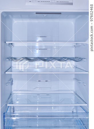 Empty refrigerator shelves Empty refrigerator shelves 97602468