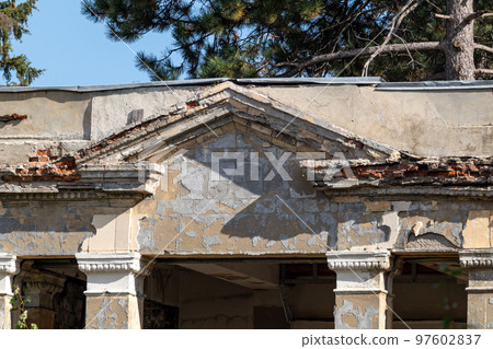 Stalinist architecture facade of old building Stalinist architecture facade of old building 97602837