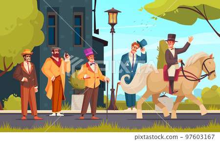 Gentlemen Cartoon Poster Gentlemen Cartoon Poster 97603167