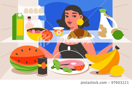 Fridge Inside Cartoon Background 97603221