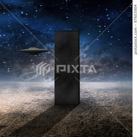 Alien Craft Approaches Monolith 97603904