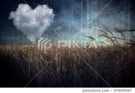 Heart cloud over field 97604097