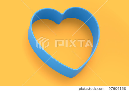 Metal cookie cutters for homemade Christmas biscuit on a yellow background. 97604168