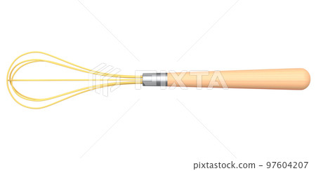 Whisk With Wooden Handle Isolated On White Stock Photo - Download