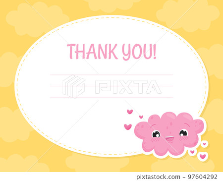 Thank You Card with Cute Smiling Cloud Vector Template Thank You Card with Cute Smiling Cloud Vector Template 97604292