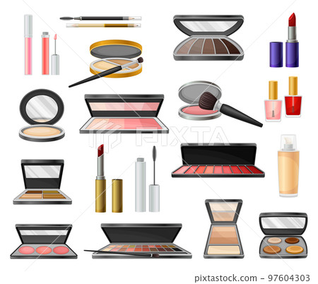 Woman Cosmetic Products for Beauty and Trendy Makeup Big Vector Set 97604303