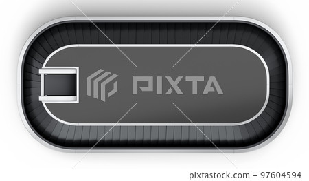Airport luggage conveyor belt from baggage claim area on white background. 97604594