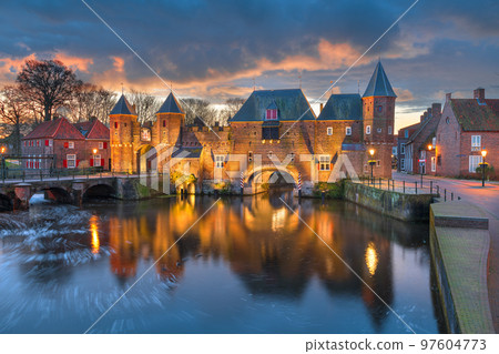 Amersfoort, Netherlands at the Koppelport at dawn. Amersfoort, Netherlands at the Koppelport at dawn. 97604773