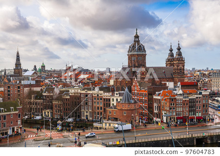 Amsterdam, Netherlands Cityscape Over the Old Centre District 97604783