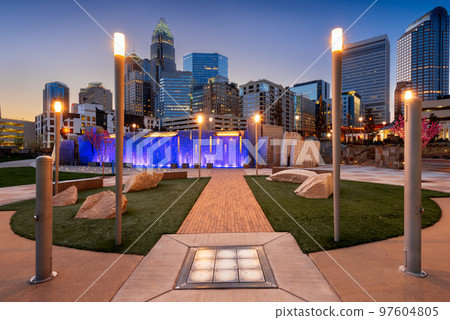 Charlotte, North Carolina, USA Uptown Skyline and Park 97604805