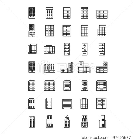 建築圖標，插圖 97605627